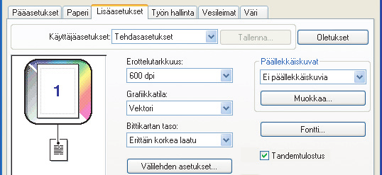 HYÖDYLLISIÄ TULOSTUSTOIMINTOJA KAHDEN LAITTEEN KÄYTTÄMINEN SUUREN TULOSTUSTYÖN TULOSTAMISESSA (Tandemtulostus) Tähän toimintoon vaaditaan kaksi laitetta.