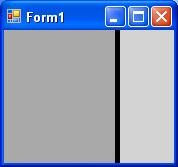 System.Windows.Forms.Splitter panel1 = new Panel(); panel1.backcolor = Color.DarkGray; panel1.dock = DockStyle.LEFT; panel2 = new Panel(); panel2.backcolor = Color.LightGray; panel2.