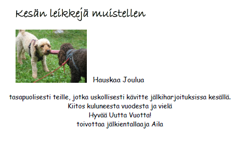 jäsenille sekä Onnea tulevaan vuoteen 2017!