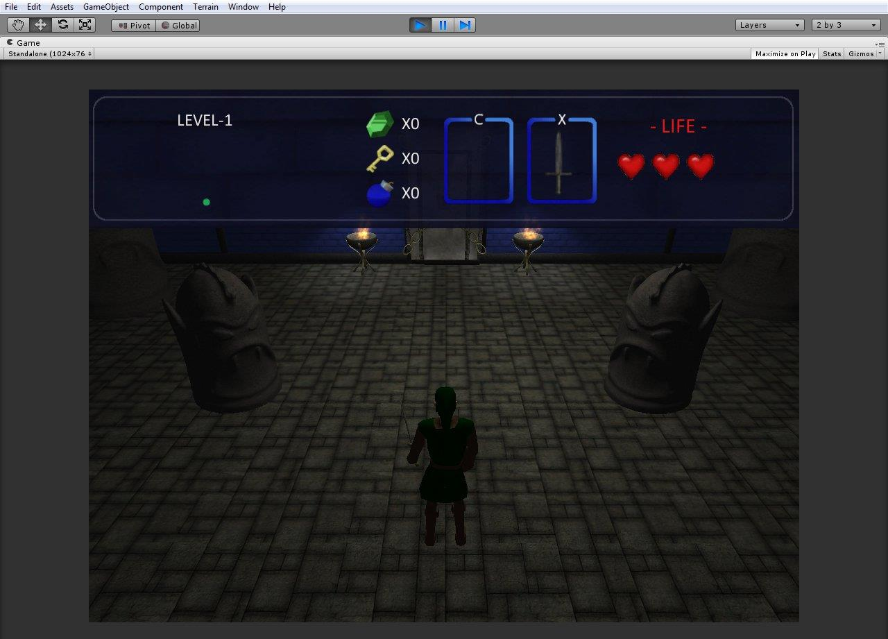 KUVA 8. Pelin GUI piirretään ruudun yläreunaan, kun Play-painike on painettuna. GUIn avulla pelaajalle voidaan välittää monenlaista tietoa pelin kulusta. 4.