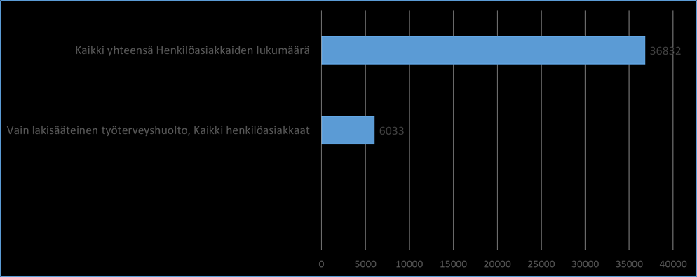 Vain lakisääteinen työterveyshuolto on 6033 henkilöasiakkaalla (16 %).