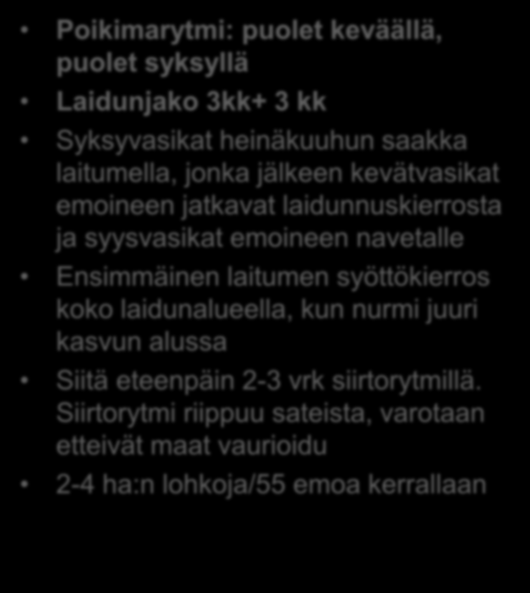 Saksalainen lihanautatila, Eberhardzell Poikimarytmi: puolet keväällä, puolet syksyllä Laidunjako 3kk+ 3 kk