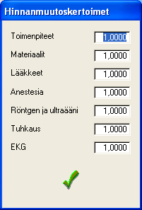_ eritellään alv 8% kohtaan), Anestesia anesetesian osuutta ja Röntgen ja ultraääni röntgenen ja ultraäänen osuutta.