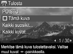 Vihje Jos haluat nähdä vain Suosikeiksi merkityt kuvat, valitse Suosikit kohdasta Näytä diaesitys (katso kohtaa Diaesitysten katseleminen, sivu 33).