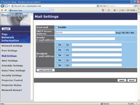 3. Verkkotoiminnot Send mail Kohta SMTP Server Address Sender E-mail address Recipient E-mail address Kuvaus [Enable] Network Settings