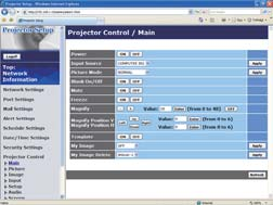 3. Verkkotoiminnot 3.1.10 Projector Control (Projektorin hallinta) alavalikko. Katso lisätietoja alla olevasta taulukkosta. HUOM! [Refresh]-painiketta.