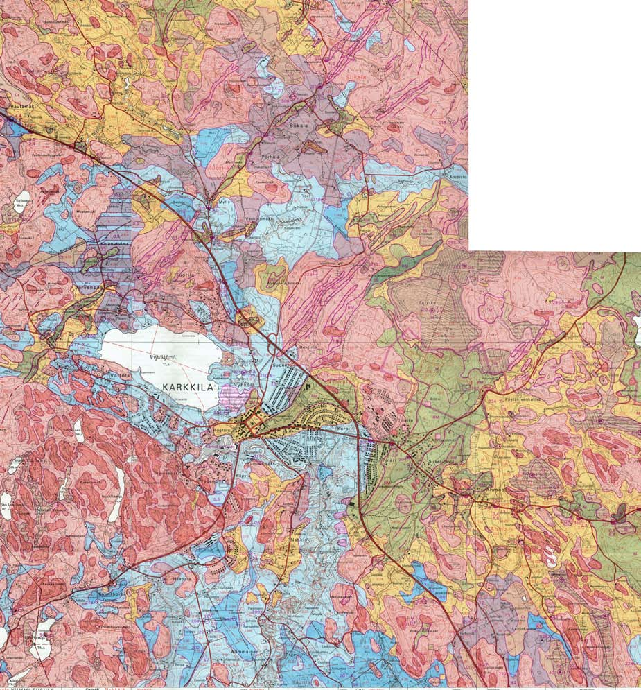 MAAPERÄ Karkkilan seudun tärkeimmät yhtenäiset maiseman muodostajat, Salpausselkä ja sen raunamuodostumat, ovat irtaimen maalajien kasautumia.