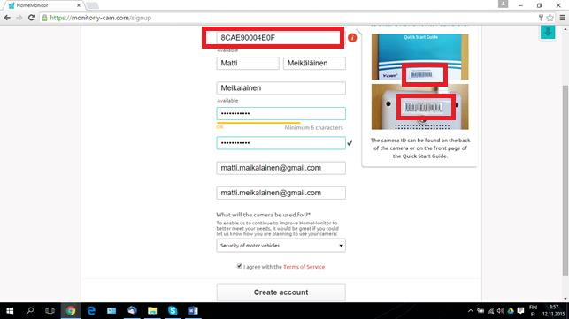 Kytke kamera verkkovirtaan ja tarkista, että kameran virtakaapeli on lujasti kiinni. Yhdistä kamera verkkokaapelilla reitittimeen ja paina Continue to next step.