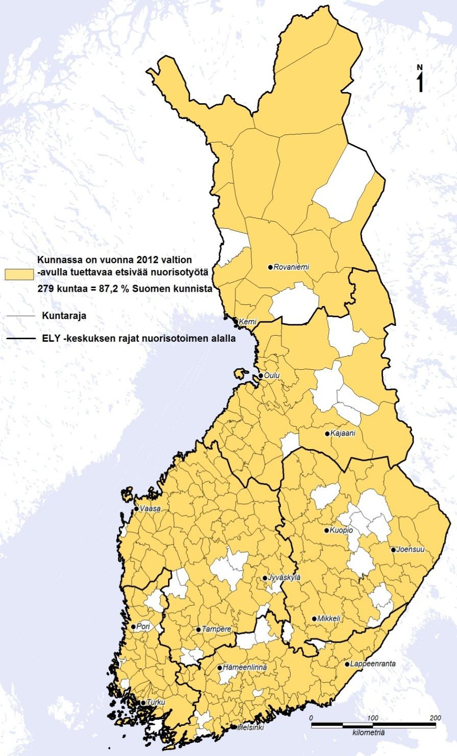 Etsivä nuorisotyö vuonna 2012: yhteydessä 20 408 nuoreen, joista pidempi tuki 14 416 nuorelle, + Hyvinkää 4 850 nuorta päivystyksessä