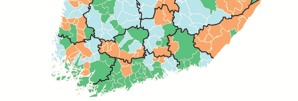 Suomen kunnat jaoteltuina palveluiden järjestämismallin mukaisesti sekä