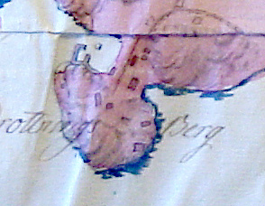 Kartta 1. Kuningattarenvuoren alue 1700-luvun lopun linnoituskartassa.