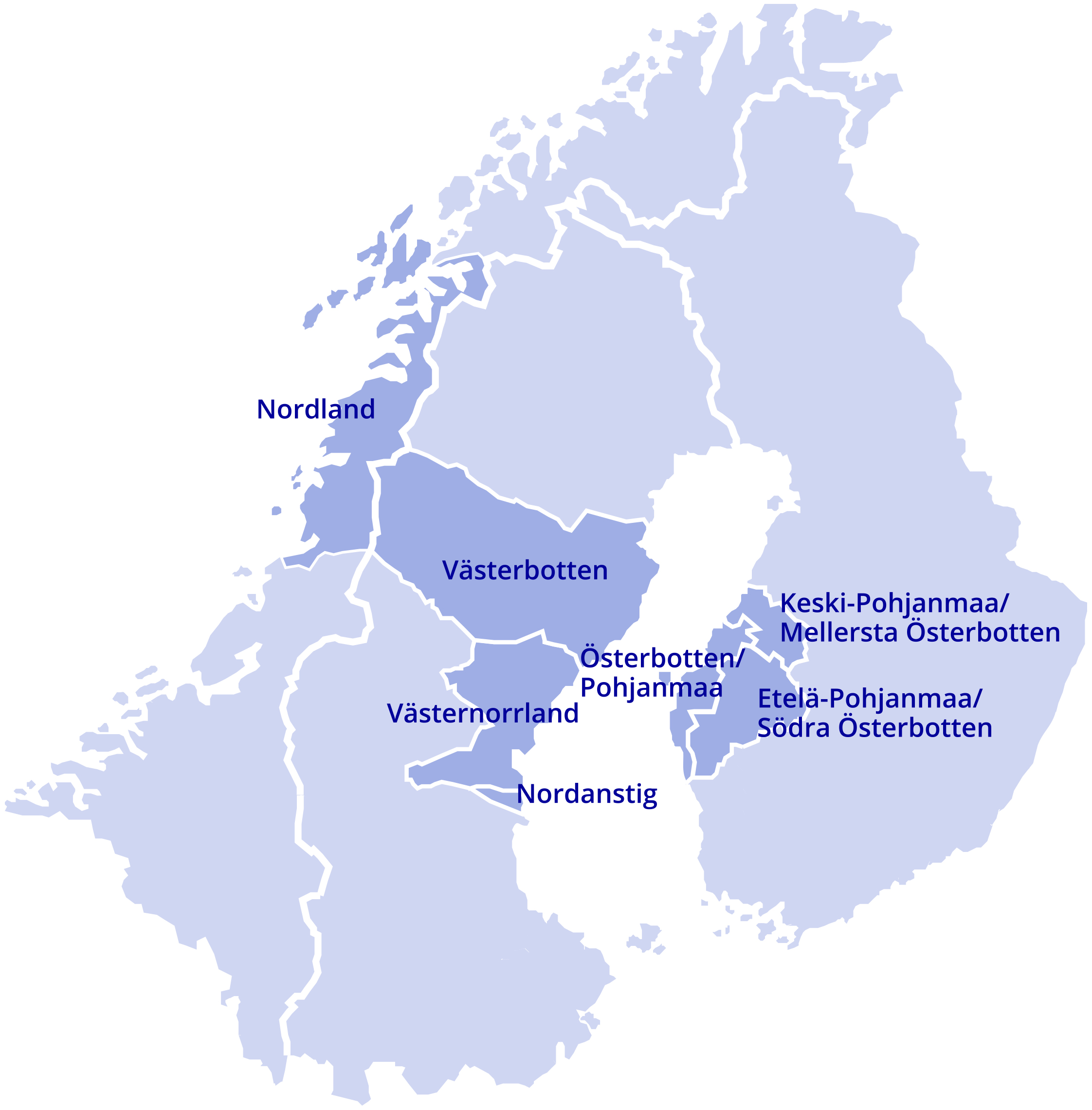Botnia-Atlantica 2014-2020 Norja: Ruotsi: Suomi: Nordland Västerbotten