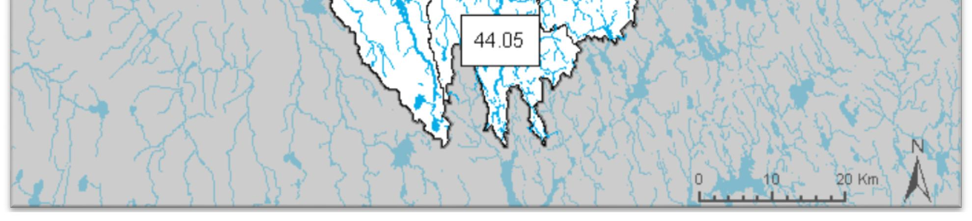 Latvaosan korkeimmat alueet sijaitsevat runsaslumisella Suomenselällä ja nousevat noin +110 - +150 metriä (N 2000) nykyisen merenpinnan