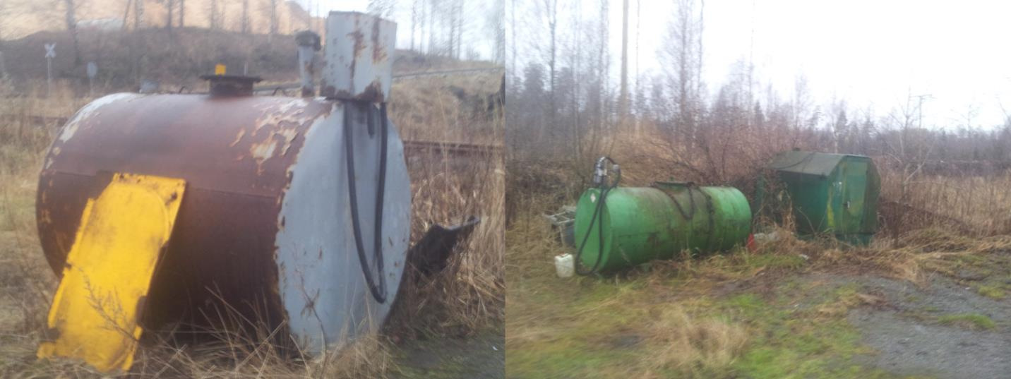 22 (38) Kuva 16 Aliurakoitsijoiden polttoöljysäiliöt. Vasemmanpuoleisen kuvan säiliö on Rakennus ja ympäristöpalvelu T.