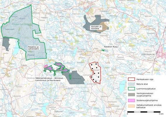 PROKON Lumivaaran tuulivoimapuisto PROKON Wind Energy Finland Oy Ympäristövaikutusten arviointselostus VAIKUTUKSET NATURA-ALUEISIIN, LUONNONSUOJELUALUEISIIN JA SUOJELUOHJELMIEN KOHTEISIIN Kuva 14