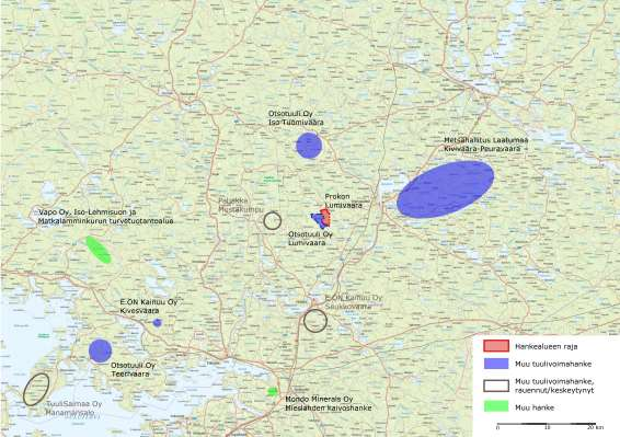 Prokon Lumivaaran tuulivoimapuisto PROKON Wind Energy Finland Oy YHTEISVAIKUTUKSET MUIDEN HANKKEIDEN KANSSA Kuva 23.