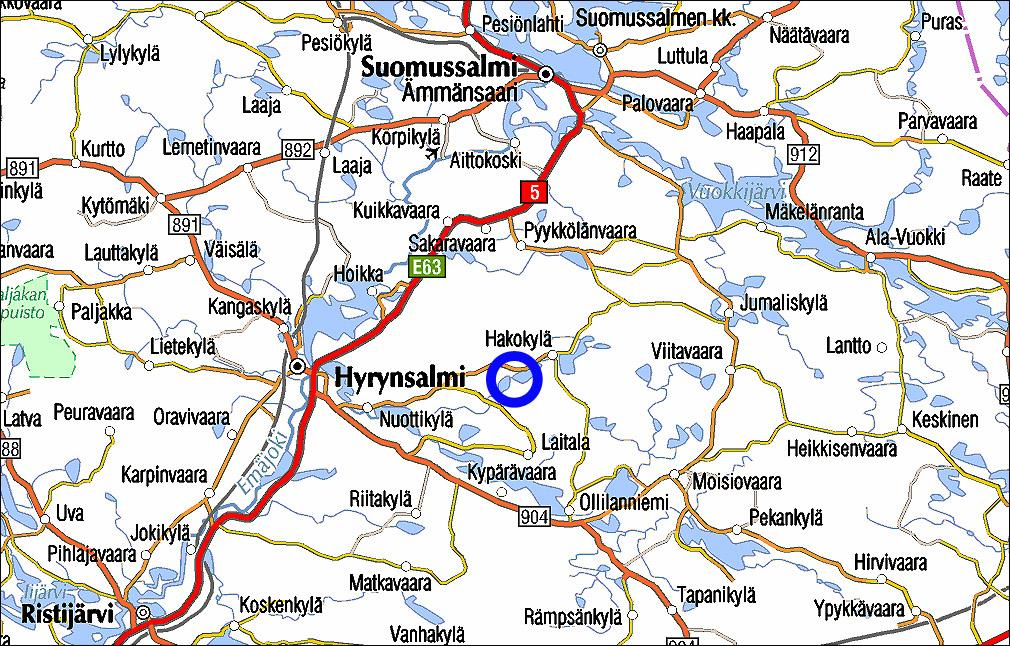 3 Johdanto Tämän linnustoselvityksen kohteena oli Hyrynsalmen kunnassa Kainuussa sijaitsevat Ylä- ja Ala- Tervajärvi, jotka sijaitsevat Hyrynsalmen kirkolta noin 17 km itään.