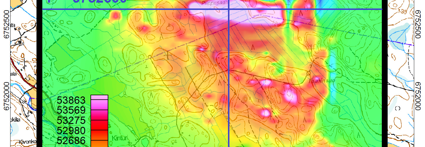 3 SI B = 52024 nt I = 73.7 D = 8 Taulukko 4. Magneettisen inversion parametrit. Kuva 14.