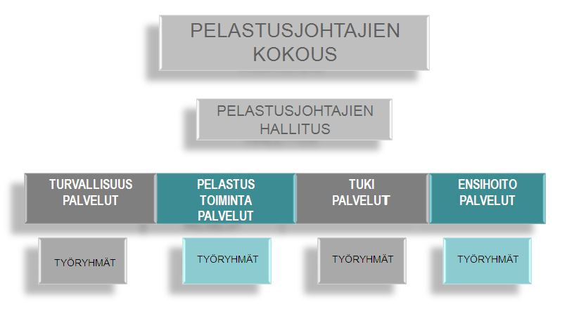 TYÖJÄRJESTYS 2 (5) Kuva 1. Pelastuslaitosten kumppanuusverkoston hallinto 4. Pelastusjohtajien kokous Pelastusjohtajien kokous edustaa kumppanuusverkoston pelastuslaitoksia (22).