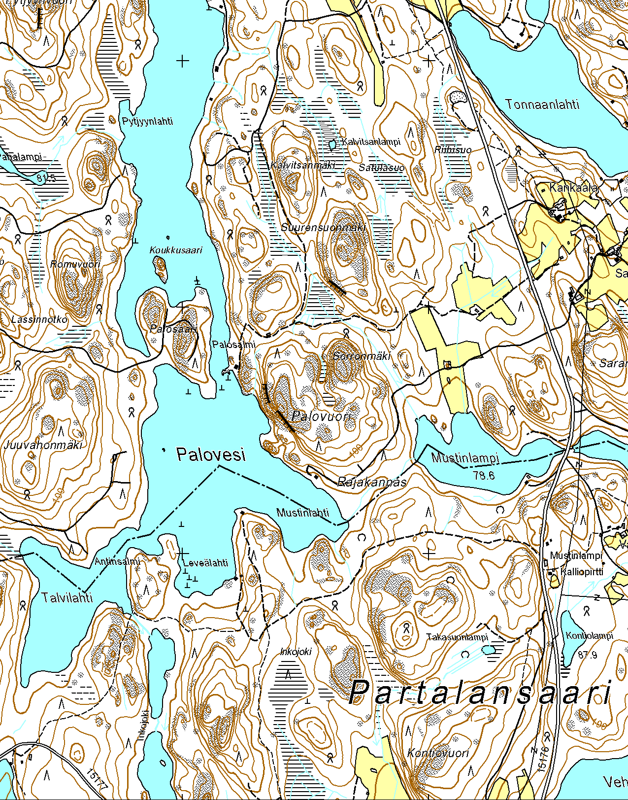 106 Palovuori, SULKAVA Kallioalueen raja Suojelu- tai