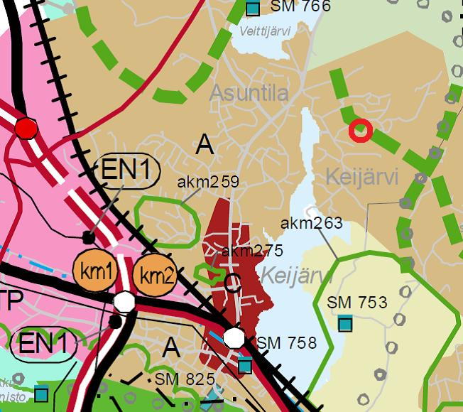 Alueen ympäristössä sijaitsee erillispienja rivitaloja, jotka pääosin on rakennettu 2000-luvulla.