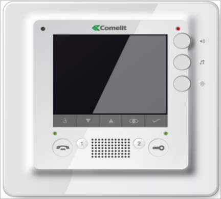 Ovipuhelin Väliovien painike Cormelit, Smart väri: valkoinen 138x138x25 mm Handsfree 3,5" Väri LCD