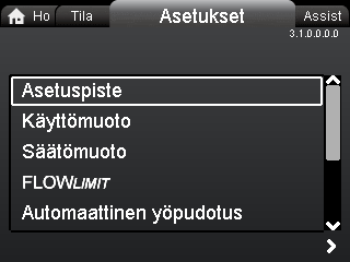 Suomi (FI) 12. "Asetukset"-valikko 12.2 Käyttömuoto 3.1.0.0.0.0 Asetukset 3.1.2.0.0.0 Käyttömuoto Navigointi ome > Asetukset Paina ja siirry "Asetukset"-valikkoon painamalla.