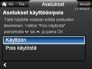 Valitse kieli painamalla ja. 2. Ota käyttöön painamalla [OK]. 12.9.