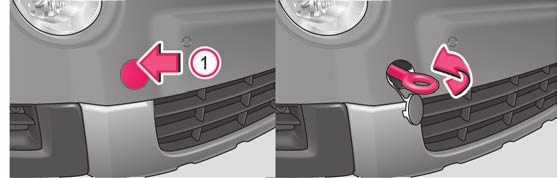 212 Ongelmatilanteet Automaattivaihteistolla varustettua autoa voidaan hinata hinauspuomin tai hinausköyden avulla tai etuakselisto nostettuna.