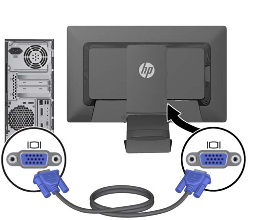Kokoonpanosta riippuen, kytke joko DisplayPort, DVI, tai VGA -videokaapeli tietokoneen ja näytön välille. HUOMAUTUS: Näyttö tukee sekä analogista että digitaalista tuloa.