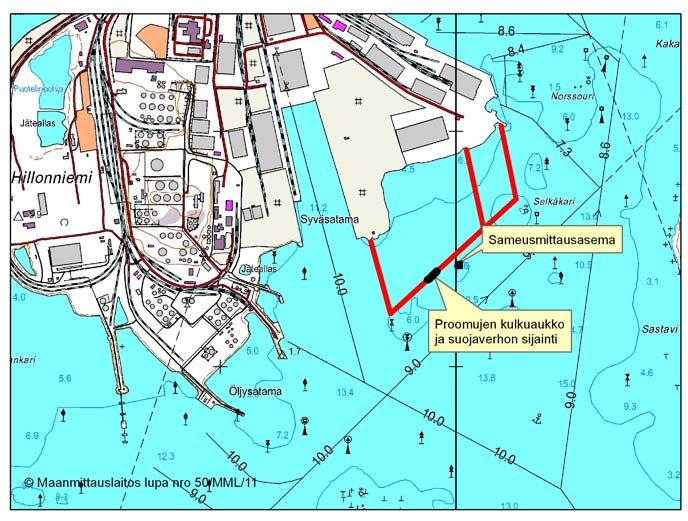 2.1.2 Sameusmittaukset ja -kartoitukset Meriveden sameutta mitattiin sataman läjitysaltaiden edustalla automaattisella sameusmittausasemalla (kuvat 3 ja 4).