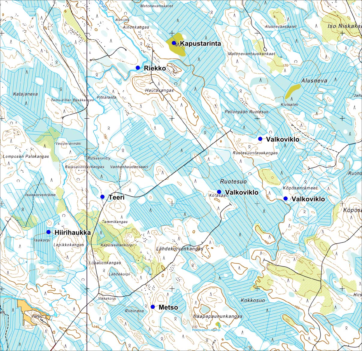 16 (32) pohjoispuolella kuului pohjoisen suunnasta kapustarinnan ääntelyä. Tämä reviiri sijaitsee mahdollisesti Matonevalla.