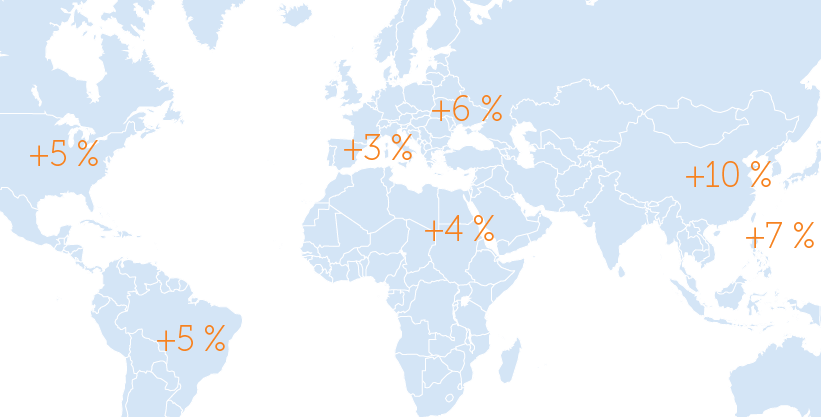 Pyyhintäkuitukankaiden kysyntä kasvaa maailmanlaajuisesti 5% 3% 5% 6% 4% 1% 7% Lähde: Freedonia, world wipes market for nonwoven fabrics, market growth (CAGR)