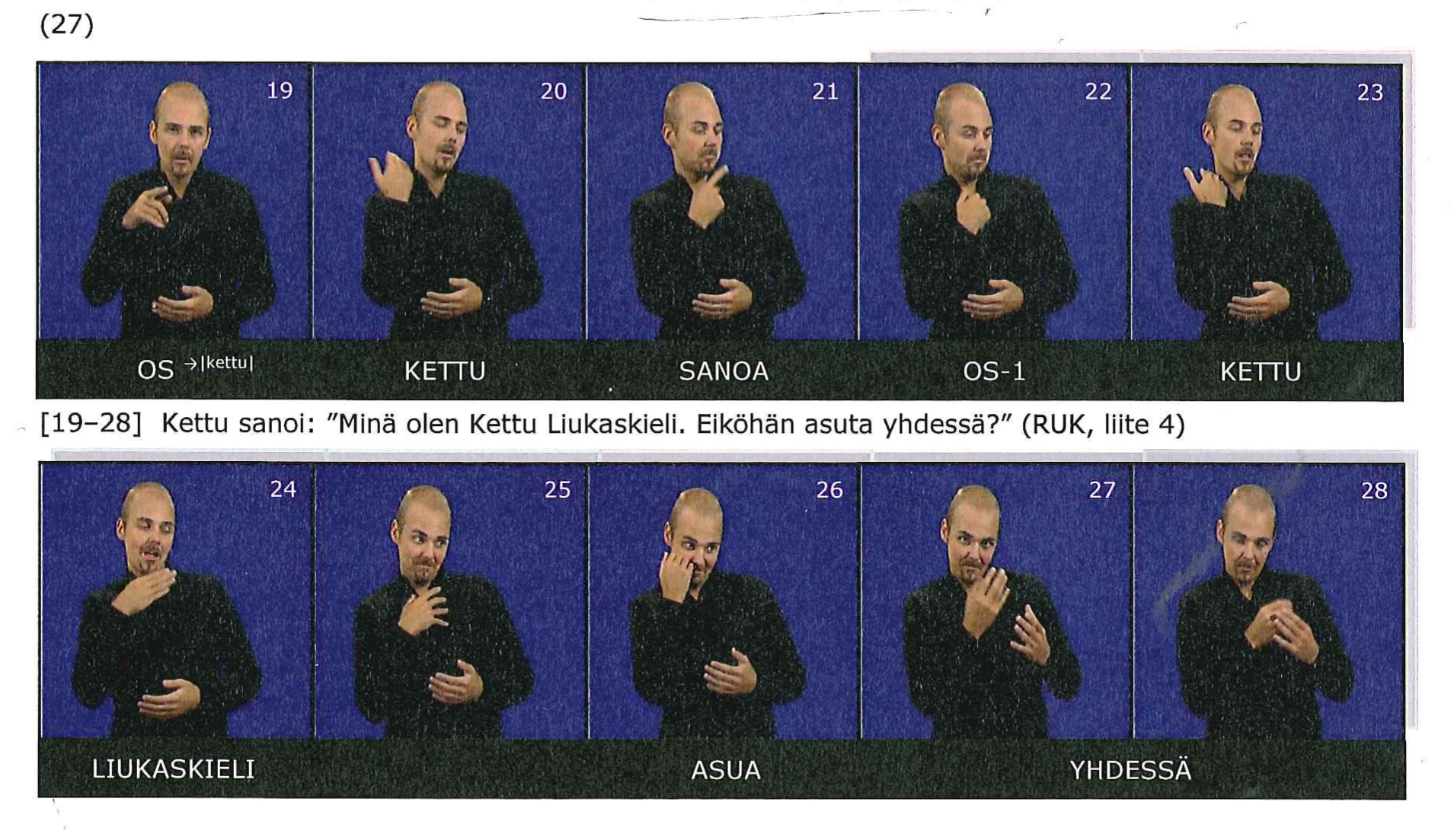 Ele ja viitoqu kieli Liddell (2003: 362): In spite of [numerous] demonstravons, gradience and modality have kept intonavon and gesture outside of the