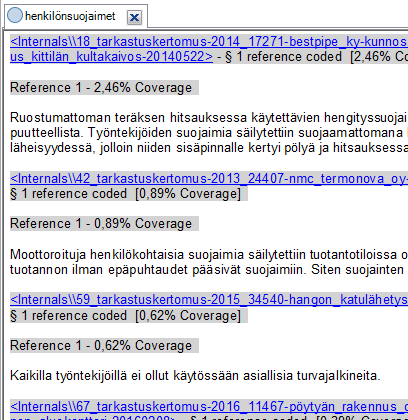 kulkutiet sekä yhteiseen työpaikkaan liittyvät tekijät Kategorioita voidaan edelleen yhdistellä