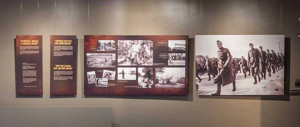 MEMORIES Ryhdikkäitä, siistejä ja komeasti laulavia / finnish With fine Bearing, neat and good singers / deutch and english Panel with photos, 140 cm x 80 cm One big photo, 120 cm
