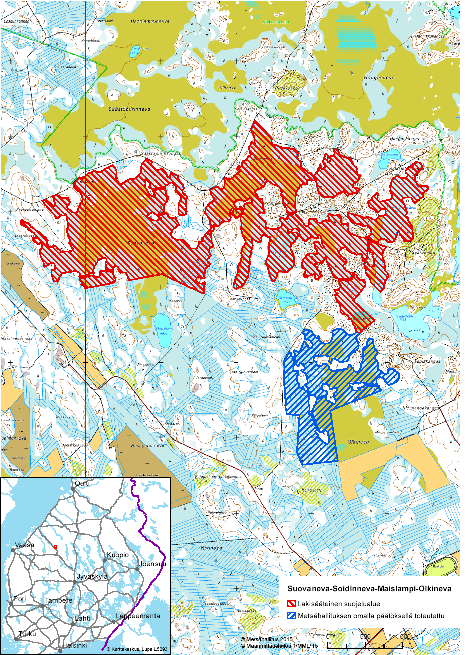 Esimerkki valtion suojelupaketista: Suovaneva- Soidinneva-Maislampi-Olkineva, Perho Valtion kohteilla olisi odottanut järkiperäistä