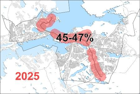 1.2. Vaikutukset Tampereen kantakaupunkiin Kasvun suunnat ja painopisteet. Auttaako raitiotie tasapainottamaan kaupunkirakennetta?