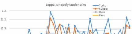 Leppä Leppä Suurempien siitepölymäärien myötä myös suurten pitoisuuden päiviä on enemmän.
