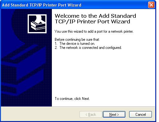 10. Valitse Ohjattu tavallisen TCP/IP-tulostinportin lisäystoiminto