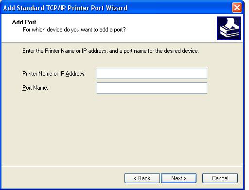 11. Kirjoita Lisää portti -sivun Tulostin tai IP-osoite -kenttään monitoimilaitteen nimi tai IP-osoite ja valitse sitten Seuraava.
