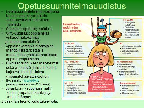 Toimijoiden erilaisia tehtäviä ja mahdollisuuksia on kuvattu viereisen sivun kuvassa. Opetushallitus on linjannut koulumaailman tulevien vuosien tavoitteita.