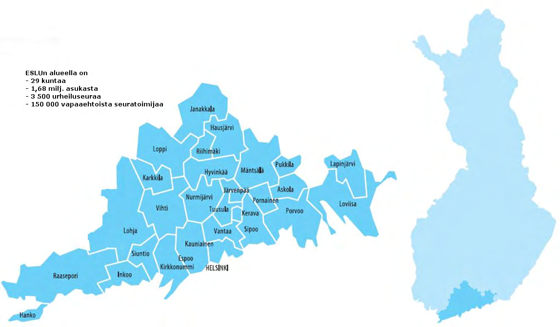 1 Yleistä Etelä-Suomen Liikunta ja Urheilu ry, ESLU on monipuolinen seura- ja liikuntatoiminnan edistäjä ja yhteistyön koordinoija.