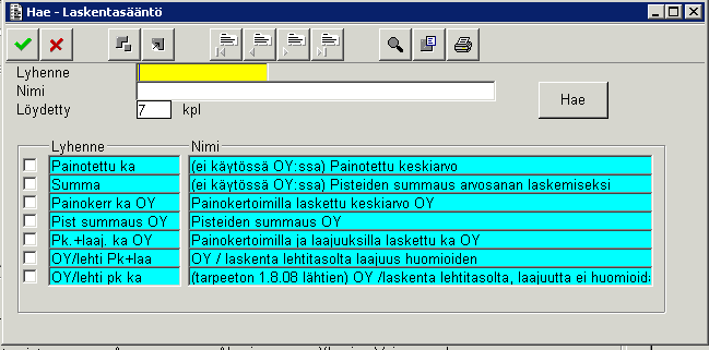 Näpäytä painiketta Laskentasäännöt>>. Näpäytä ikkunassa Laskentasäännöt Laskentasääntö-kentän lopussa olevaa painiketta.