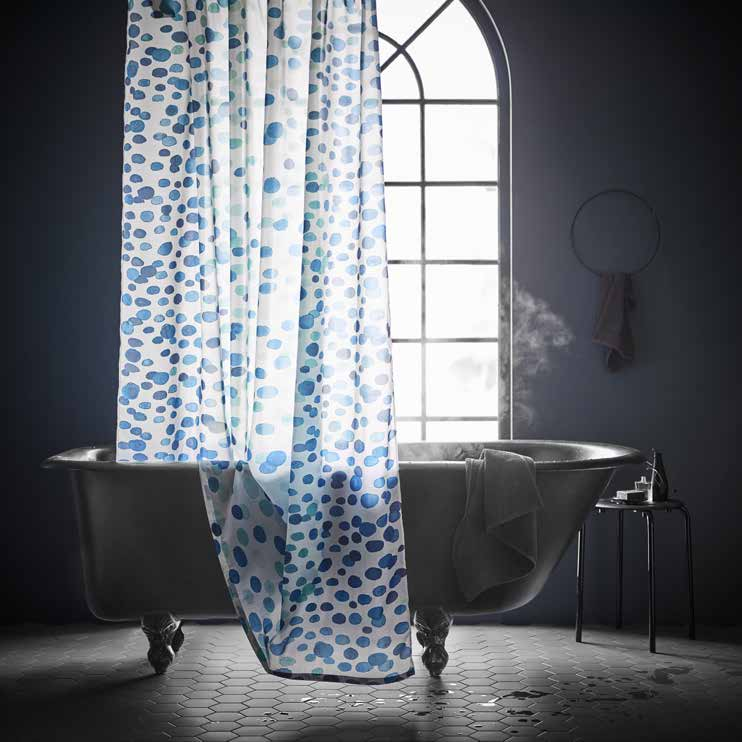 IKEA-UUTISKIRJE /HELMIKUU 2017 / 23 PH140592 SKORREN-SUIHKUVERHO Suihkuverho estää vettä roiskumasta lattialle, ja sen avulla voi myös tuoda kylpyhuoneeseen