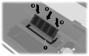c. Paina muistimoduuli (3) varovasti paikalleen käsittelemällä sitä vasemmalta ja oikealta puolelta, kunnes pidikkeet napsahtavat paikoilleen. 11.