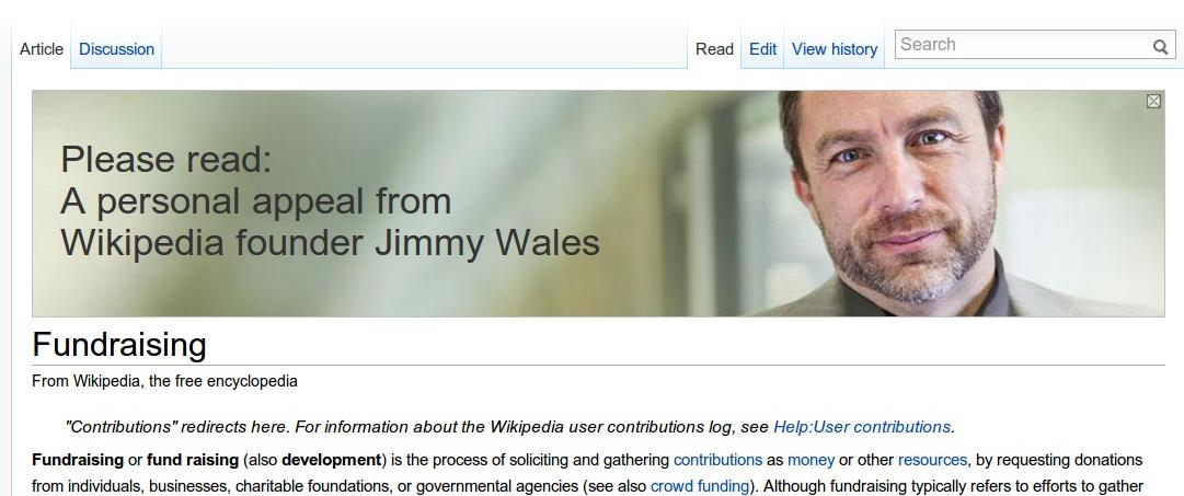 Joukkorahoitus = Crowdfunding Wikipedia keräsi