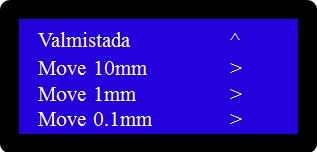 juhi otsik X-, Y- ja Z-telgede nullpunkti. See on punkt, kus alustatakse printimist. Soojenda PLA kuumuta otsik ja alusta PLA plasti trükkimist sobival temperatuuril.