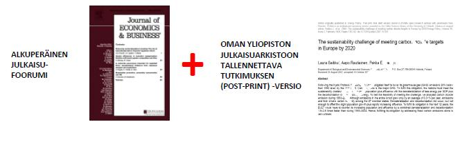 Rinnakkaistallentaminen (self-archiving, parallel publishing) Yksi tapa toteuttaa tiedon avointa saatavuutta Toisaalla julkaistu artikkeli tai muu julkaisu tallennetaan