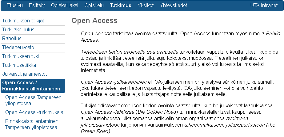 Tay:n OA & rinnakkaistallennussivut